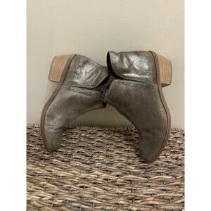 Garnet Hill Women's Metallic Brown Suede Leather Ankle Boots Italy Booties 8.5